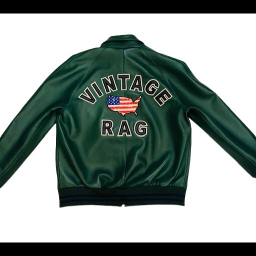 LEATHER VARSITY JACKET in green